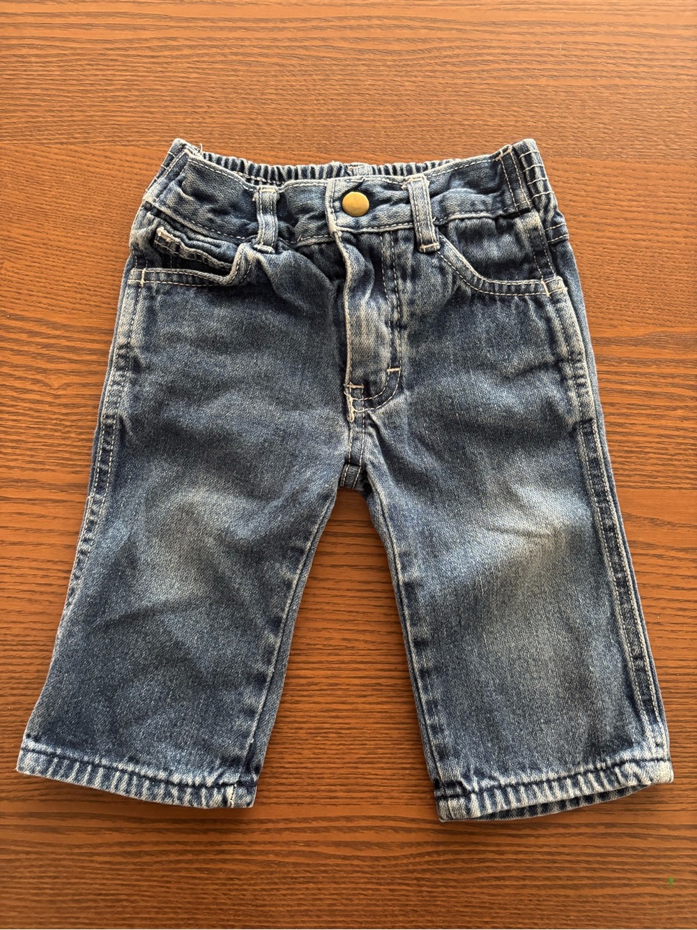 Girls vintage style denim jeans with elephant embroidered on back pockets 12m